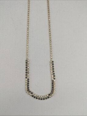 Gold Necklace with Blue and Clear Crystals by